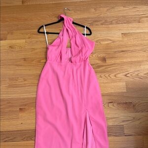 Lulu's Vibrant Pink Backless Dress